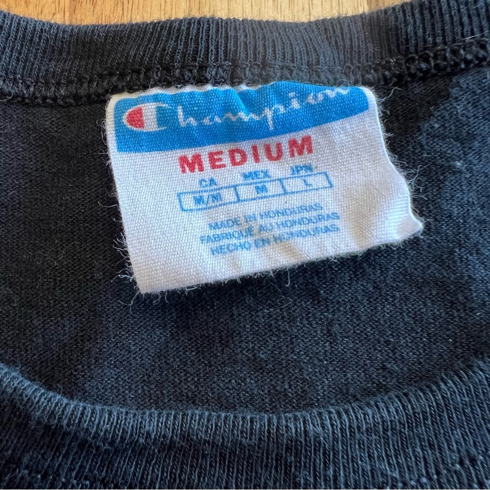 Champion Long Sleeve Shirt Medium Black Neon Logo - Picture 3 of 6